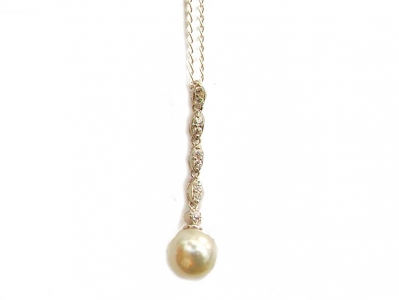 925 PEARL AND CZ DROP PENDANT.
